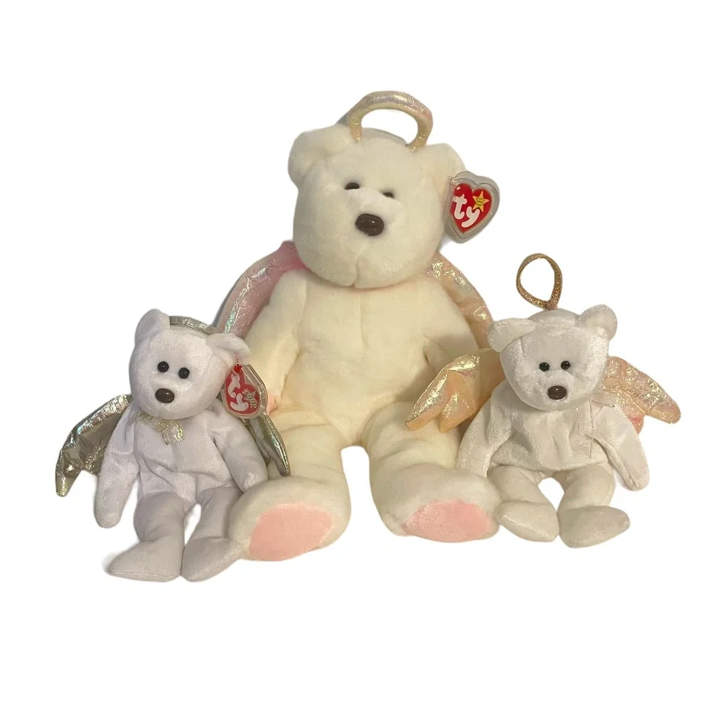 Ty Beanie Babies Buddies Halo Angel Wings Bears Plush Stuffed‎ Animals Set of 3